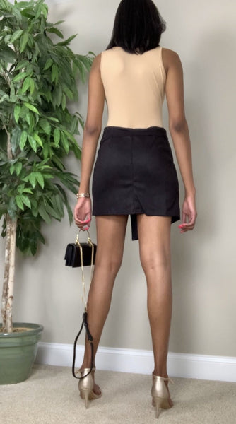 Black Jubilee Lace-up Irregular Hem Design Mini Skirt